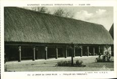 VINTAGE POSTCARD Expostion Colonial International Paris 1931 Jardin of Belgian Congo House of transport
