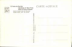 VINTAGE POSTCARD Expostion Colonial International Paris 1931 Section États plain House George Washington