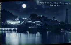 VINTAGE POSTCARD Paris Fair of Decorative Arts 1925 Sight of night Eiffel Tower
