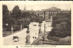VINTAGE POSTCARD Strasbourg the Bridge of the University and the university