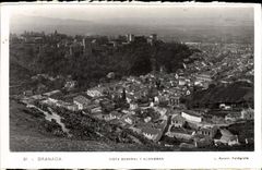 CPA Granada Vista General y Alhambra