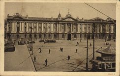 Ataque frontal de Toulouse de la POSTAL de la VENDIMIA de la tranvía del ayuntamiento del capitole