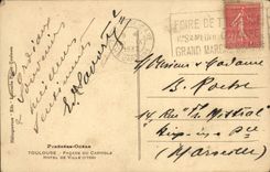 Ataque frontal de Toulouse de la POSTAL de la VENDIMIA de la tranvía del ayuntamiento del capitole