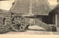 POSTAL Koenigsbourg Canon de la VENDIMIA en la terraza del bastión grande de Militaria