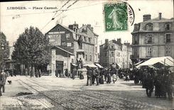 VINTAGE POSTCARD Limoges Places Carnot (good animation)