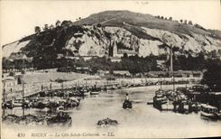 CPA Rouen La Cote Sainte Catherine Bateaux 