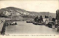 VINTAGE POSTCARD Rouen the Seine and the Dimension Sainte Catherine Bateaux