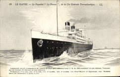 POSTAL Le Havre de la VENDIMIA el barco de Francia del vapor