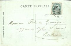 POSTAL Le Havre de la VENDIMIA la bolsa de acción y los barcos de la pasarela