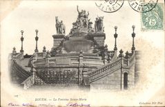 VINTAGE POSTCARD Rouen the Fountain Sainte Marie Bull