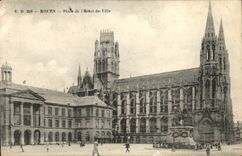 VINTAGE POSTCARD Rouen Places of I' Town hall