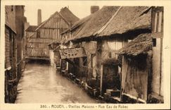 VINTAGE POSTCARD Rouen Old women Houses Street Ean de Robec