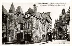 CPM Alencon Le Tribunal de Commerce et le porche de l'eglise Notre Dame
