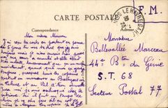 Tranvía de la estación de tren de Le Havre de la POSTAL de la VENDIMIA