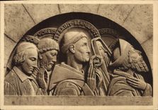 VINTAGE POSTCARD Dijon Sanctuary Diocesan of the Sacring Heart Saints of Burgundy in prayer Tympanum of entry