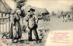 CPA Nos Bons Paysans Commerce inattendu Folklore 