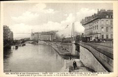 VINTAGE POSTCARD Nantes and its Chagements Before 1930 the Loire with the Brancas Quay towards the bridge of the Stock Exchange Train