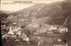 VINTAGE POSTCARD Amelie les Bains Overall picture of the Militaria military hospital