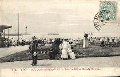 VINTAGE POSTCARD Boulogne On Sea On the Dam Sainte Beuve Boat