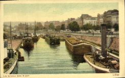 VINTAGE POSTCARD Liege Boats In the Port