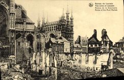 CPA Ruines de Louvain Militaria