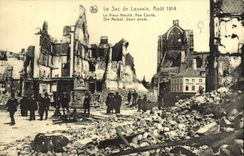 CPA Le Sac De Louvain Aout 1914 Le Vieux Marche Rue Courte Militaria