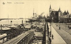 CPA Anvers Le Pont Et Le Steen Bateaux