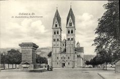 VINTAGE POSTCARD Coblenz has Rh St Castorkirche U Castorbrunnen