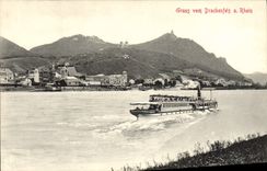 CPA Gruss Vom Drachenfels A Rhein Bateau