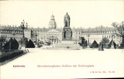 VINTAGE POSTCARD Karlsruhe Grossherzogliches Schloss MIT Schlossplatz