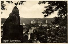 VINTAGE POSTCARD Karlsbad Hirchensprung MIT Blick Auf Imperial Hotel