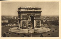 CPA Paris En Flanant L'Arc De Triomphe Et La Place De l'Etoile
