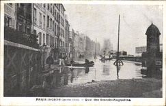 VINTAGE POSTCARD Paris Floods Quay Of Large Augustins