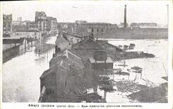 VINTAGE POSTCARD Paris Floods street Lecourbe Truck farms