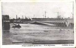 VINTAGE POSTCARD Paris Floods Mirabeau Bridge