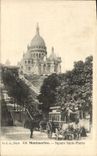 VINTAGE POSTCARD Paris Montmartre Public garden Saint Pierre Attlage Horses