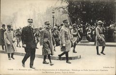 VINTAGE POSTCARD Paris Fetes Of the Fiftieth anniversary Of the Republic Homage To the Hairy unknown E has Gambetta Joffre Foch Petain Militaria