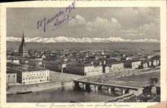VINTAGE POSTCARD Torino Panorama Della Citta visto LED Assembles Cappucini