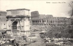 POSTAL Roma Colosseo E Arco Di Tito de la VENDIMIA