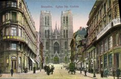 VINTAGE POSTCARD Brussels Church co. Gudule the World one