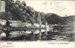CPA Dinant La Meuse et le rocher Bayard Peche Pecheur