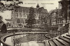 Jardín público de Bruselas de la POSTAL de la VENDIMIA de la pequeña arena fina