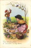 VINTAGE POSTCARD Cras Labradora Faena Children Spain Folklore