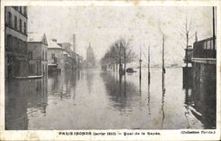 VINTAGE POSTCARD Paris Floods Quay of Rapee