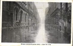 VINTAGE POSTCARD Paris Floods Street of Lille