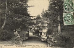 VINTAGE POSTCARD Paris Park of Montsouris the rustic bridge