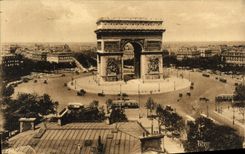 VINTAGE POSTCARD Paris Places of I' Etoile Arc de Triomphe