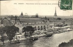 VINTAGE POSTCARD Paris Panorama Towards the New Station of Orleans Eiffel Tower