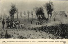 VINTAGE POSTCARD Armed Belgian Battery with countryside in Militaria action