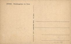 VINTAGE POSTCARD Mainz Klostergarten im Dom